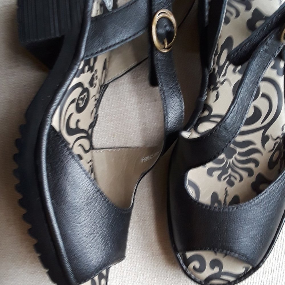 Fly London black shoes NWOB 38